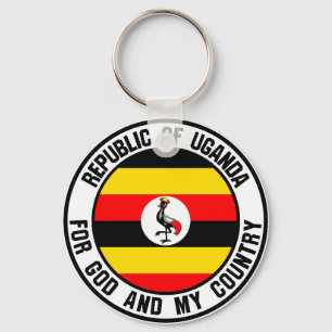 Uganda Round Emblem Keychain