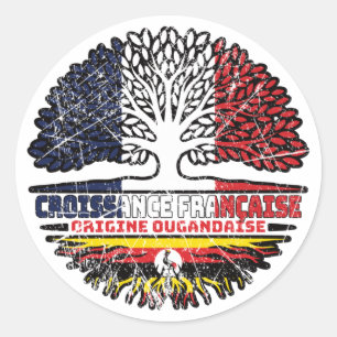 Uganda Ugandan French France Tree Roots Flag Classic Round Sticker