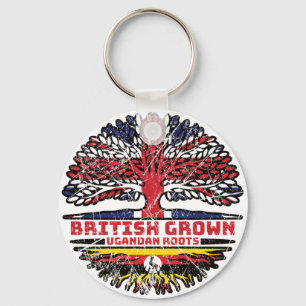 Uganda Ugandan Uk United Kingdom British Tree Keychain