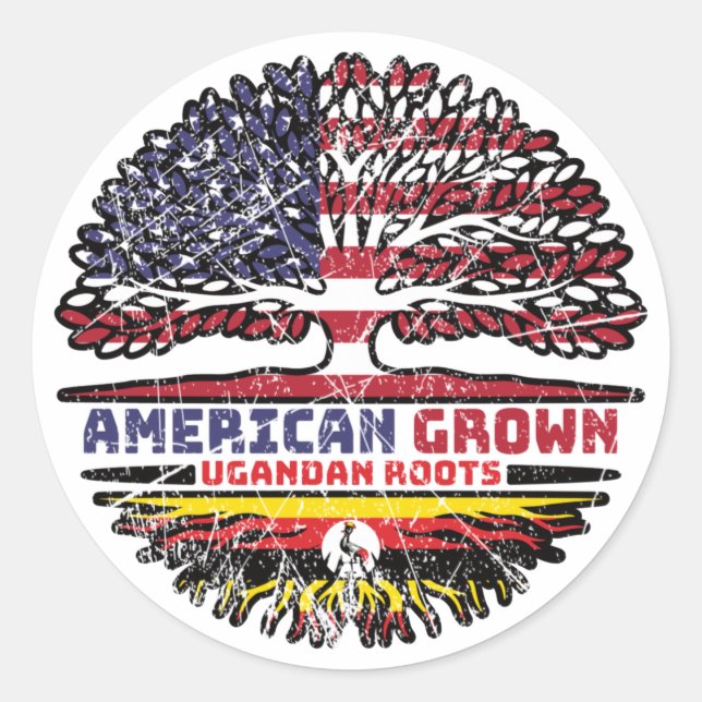Uganda Ugandan US American USA United States Tree Classic Round Sticker (Front)