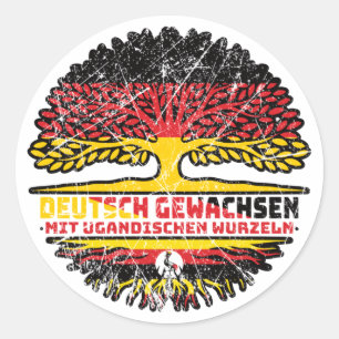 Uganda Ugandisch Deutsch Deutschland Baum Wurzel Classic Round Sticker