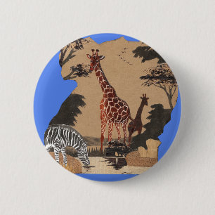 Uganda Wildlife Map Art Print 2 Inch Round Button