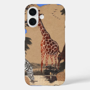 Uganda Wildlife Map Art Print iPhone 16 Case