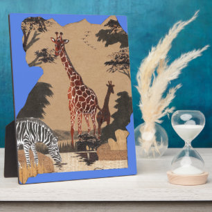 Uganda Wildlife Map Art Print Plaque