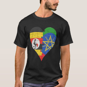 Ugandan Ethiopian Flag Heart T-Shirt