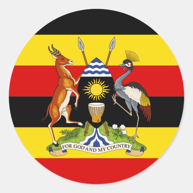 Ugandan Flag & Coat of Arms, Flag of Uganda Classic Round Sticker (Front)