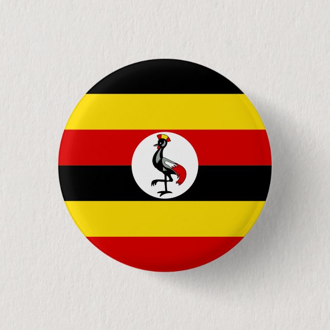 Ugandan Flag, Flag of Uganda 1 Inch Round Button (Front)