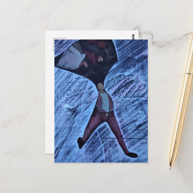 Ugh Computation Math Mixed Media Collage Postcard (Front/Back In Situ)