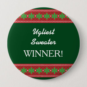 Ugliest Christmas Sweater Winner 4 Inch Round Button