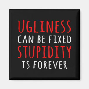Ugliness can be fixed stupidity is forever magnet