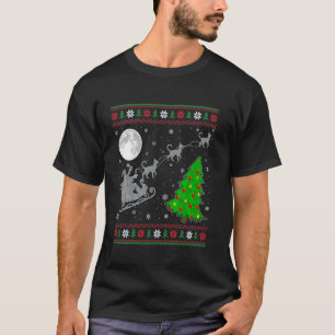 Ugly Abyssinian Cat Xmas Tree Santa Riding Abyssin T-Shirt