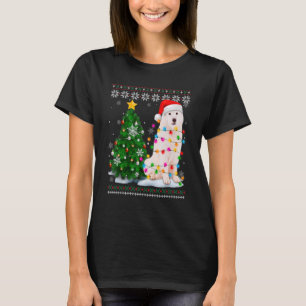 Ugly American Eskimo Dog Santa Hat Christmas Tree T-Shirt