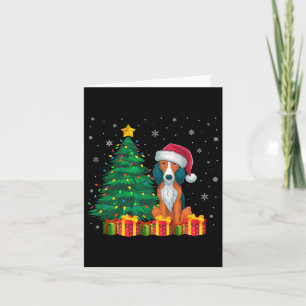 Ugly American Foxhound Santa Hat Christmas Lights Card