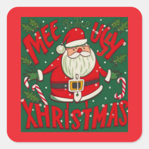 Ugly and Funny Santa's Design Square Sticker