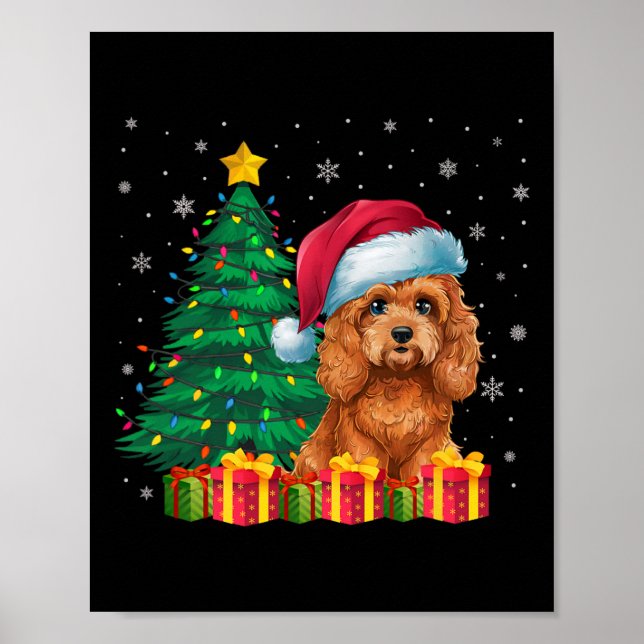 Ugly Apoo Santa Hat Christmas Lights Dog Lover Xma Poster (Front)