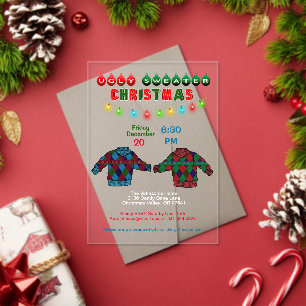 Ugly Argyle Sweater Christmas and Lights Acrylic Invitations