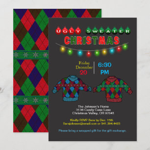 Ugly Argyle Sweater Christmas and Lights Invitation