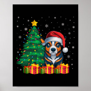 Ugly Australian Cattle Santa Hat Christmas Lights  Poster