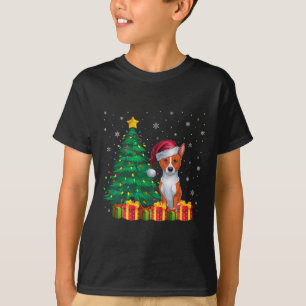 Ugly Basenji Santa Hat Christmas Lights Dog Lover  T-Shirt