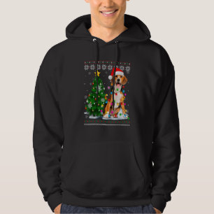 Ugly Beagle Dog Santa Hat Christmas Tree Light Hoodie