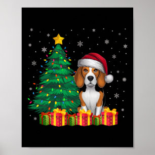 Ugly Beagle Santa Hat Christmas Lights Dog Lover X Poster