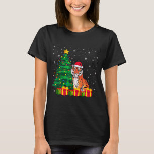 Ugly Bengal Tiger Santa Hat Christmas Tree Lights  T-Shirt