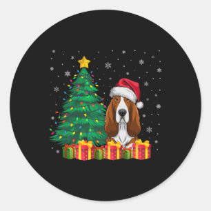 Ugly Bet Hound Santa Hat Christmas Lights Dog Love Classic Round Sticker