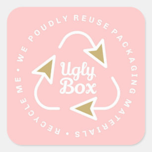 Ugly Box Recycled Packaging Sticker Pink & Brown