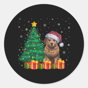Ugly Briard Santa Hat Christmas Lights Dog Lover X Classic Round Sticker