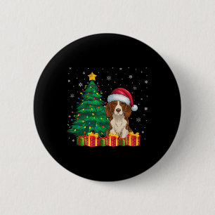 Ugly Brittany Spaniel Santa Hat Christmas Lights D 2 Inch Round Button