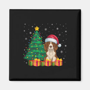 Ugly Brittany Spaniel Santa Hat Christmas Lights D Magnet