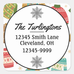 Ugly But Cute Christmas Sweaters Return Address Square Sticker