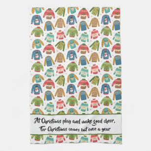 Ugly But Cute Ugly Christmas Sweater Holiday Quote Kitchen Towel