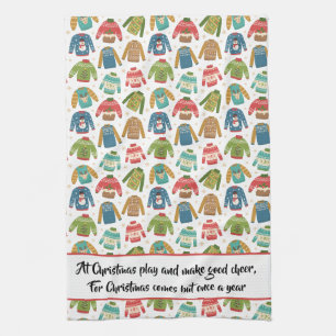 Ugly But Cute Ugly Christmas Sweater Holiday Quote Kitchen Towel