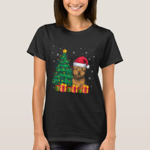 Ugly Cairn Terrier Santa Hat Christmas Lights Dog T-Shirt