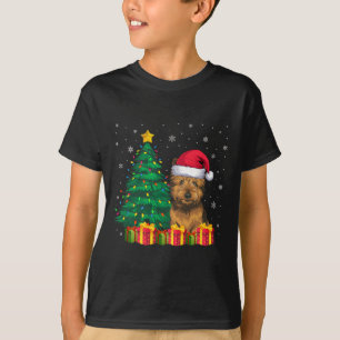 Ugly Cairn Terrier Santa Hat Christmas Lights Dog T-Shirt
