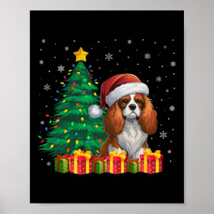 Ugly Cavalier King Charles Spaniel Santa Hat Xmas Poster