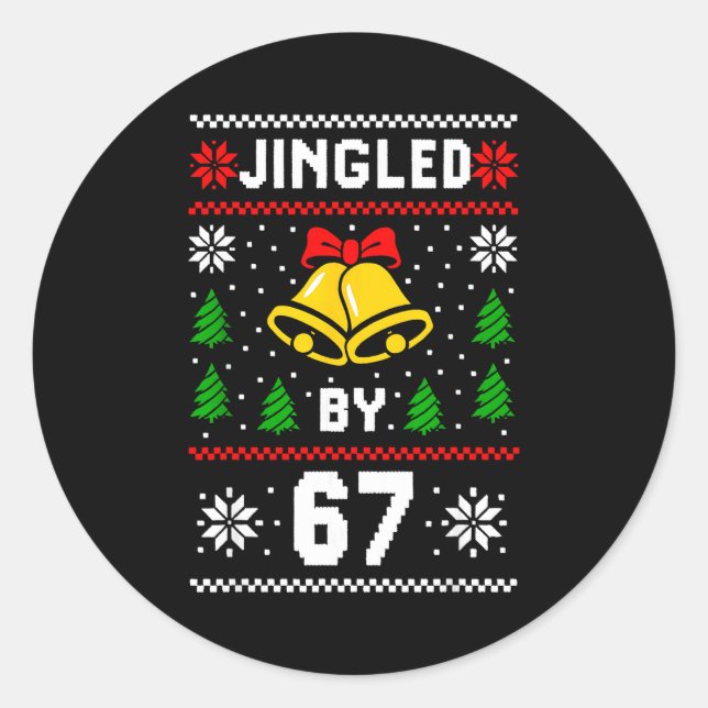 Ugly Christmas 67 Meme Design Funny Six Seven Hand Classic Round Sticker (Front)
