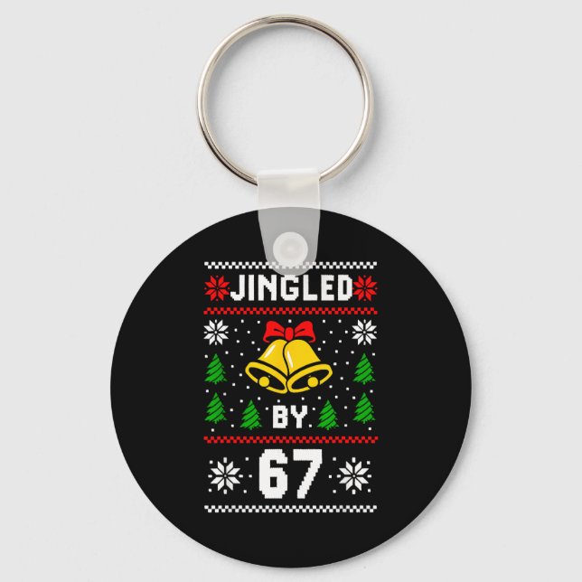 Ugly Christmas 67 Meme Design Funny Six Seven Hand Keychain (Front)