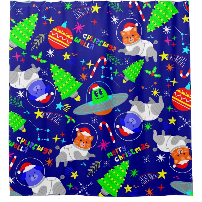 ugly christmas alien santa dog cat (Front)