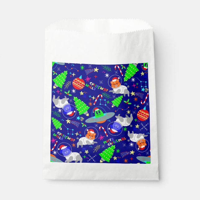 ugly christmas alien santa dog cat favour bag (Front)