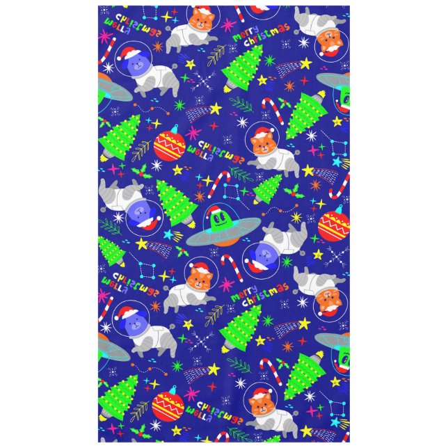 ugly christmas alien santa dog cat tablecloth (Front)
