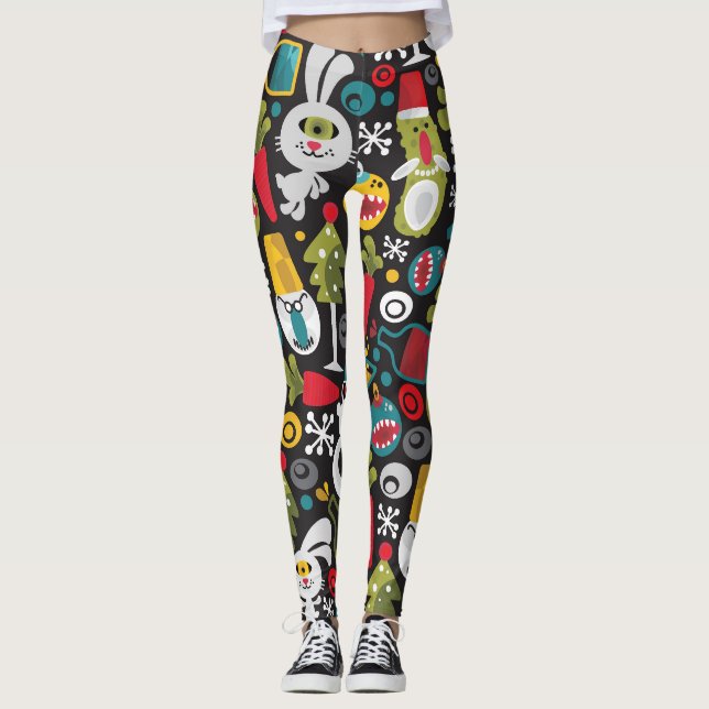 Ugly Christmas and Happy New Year Leggings (Front)