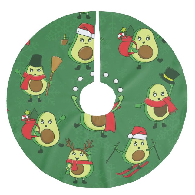 ugly christmas avocado santa winter brushed polyester tree skirt (Front)