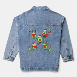ugly christmas avocado ski santa denim jacket