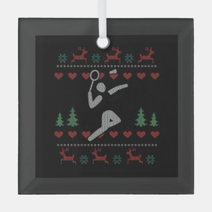 Ugly Christmas Badminton Glass Ornament