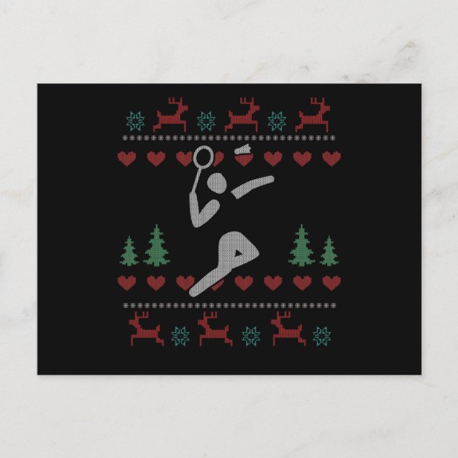 Ugly Christmas Badminton Postcard (Front)