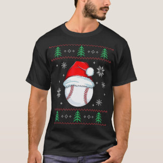 Ugly Christmas Baseball Boys Kids Ball Santa Paja T-Shirt