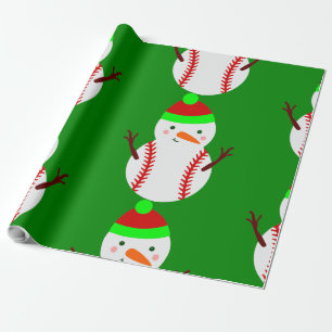 ugly christmas baseball snowman funny wrapping paper
