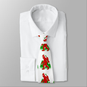 ugly christmas bigfoot yeti tie